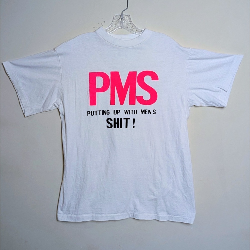 Vintage 80s PMS Putting Up With Men's SH!T T-shirt Single Stitch Size Large